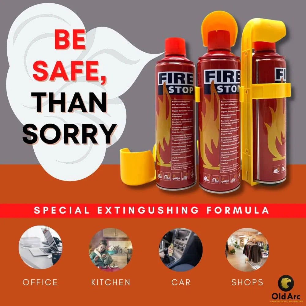 FIRE STOP Spray 500ml – Best Fire Extinguisher for Home, Kitchen, and Car.