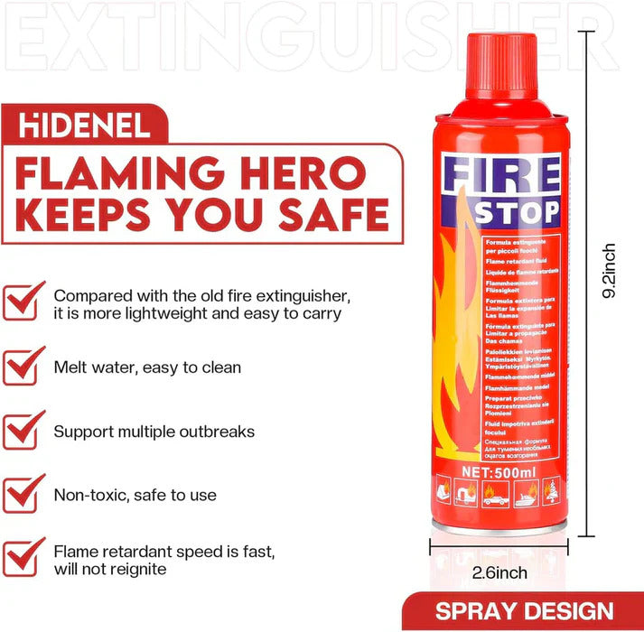 FIRE STOP Spray 500ml – Best Fire Extinguisher for Home, Kitchen, and Car.